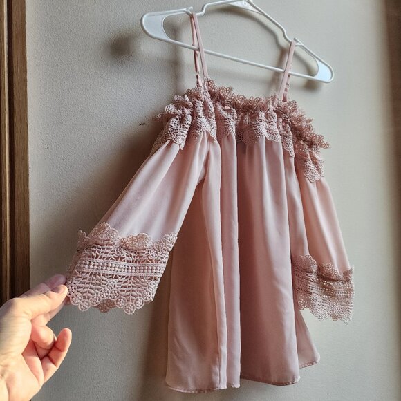 BCX Pale Pink Lace Off The Shoulder Blouse With Straps Size Small - Picture 4 of 16